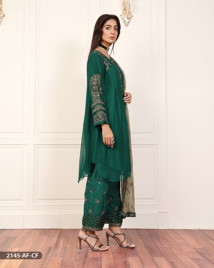 Stitched 3 Piece Embroidered Frock | 2145-AF-CF