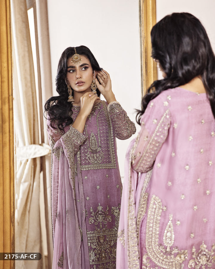 Stitched 3 Piece Embroidered Chiffon Suit | 2175-AF-CF