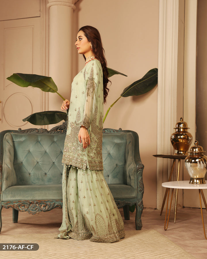 3 Piece Chiffon Embroidered Suit | 2176-AF-CF