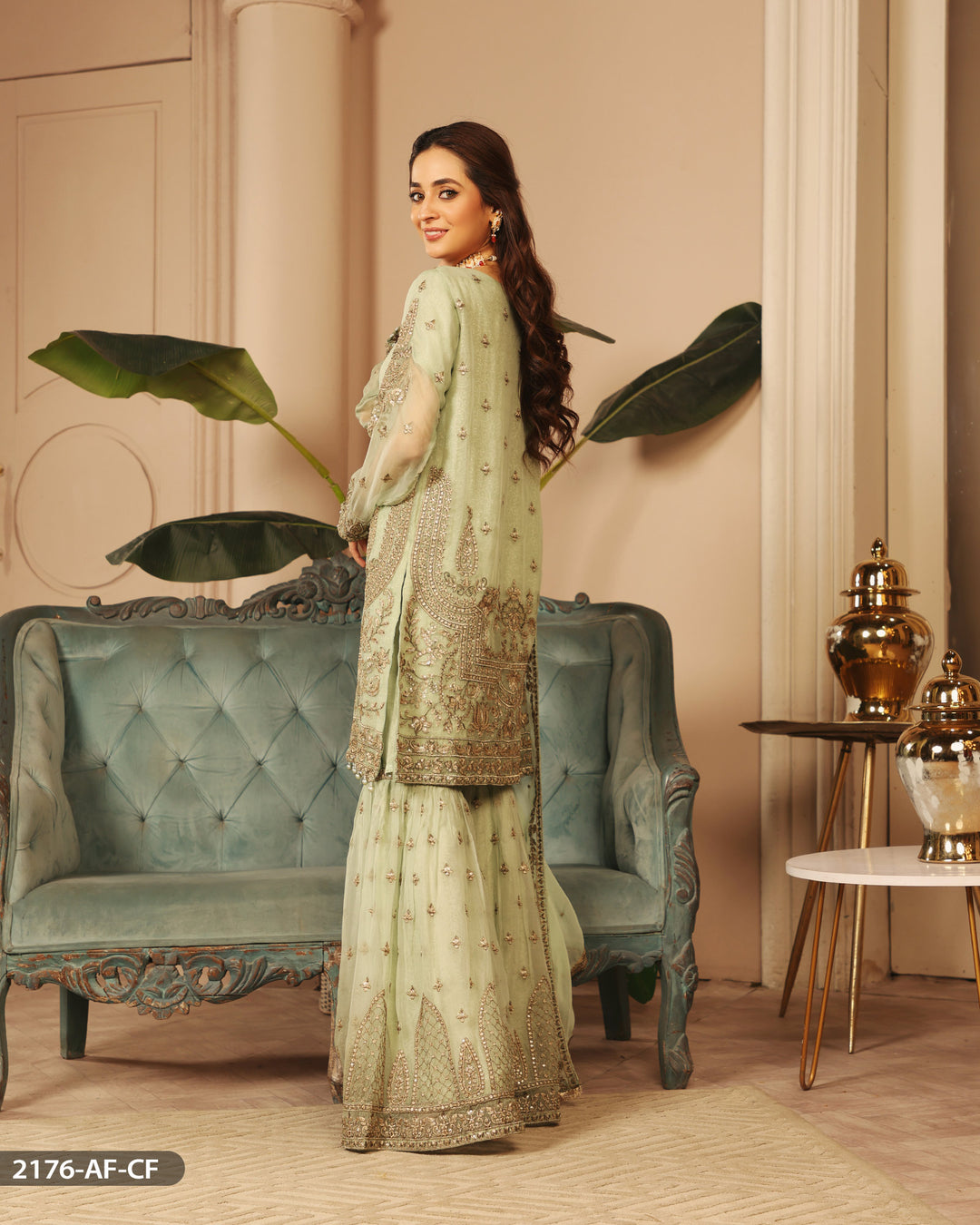 3 Piece Chiffon Embroidered Suit | 2176-AF-CF