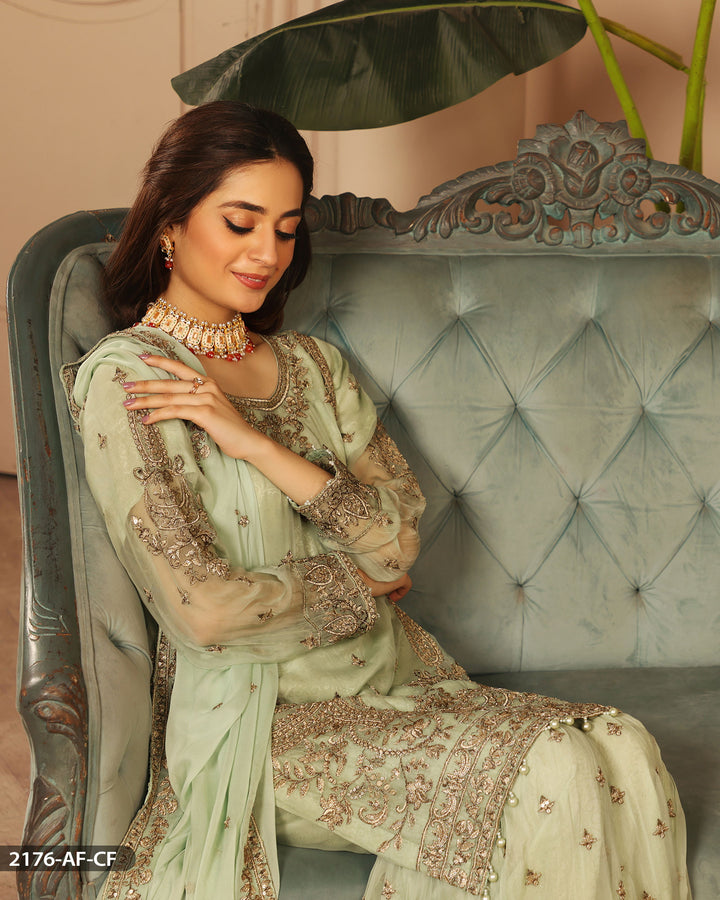 3 Piece Chiffon Embroidered Suit | 2176-AF-CF