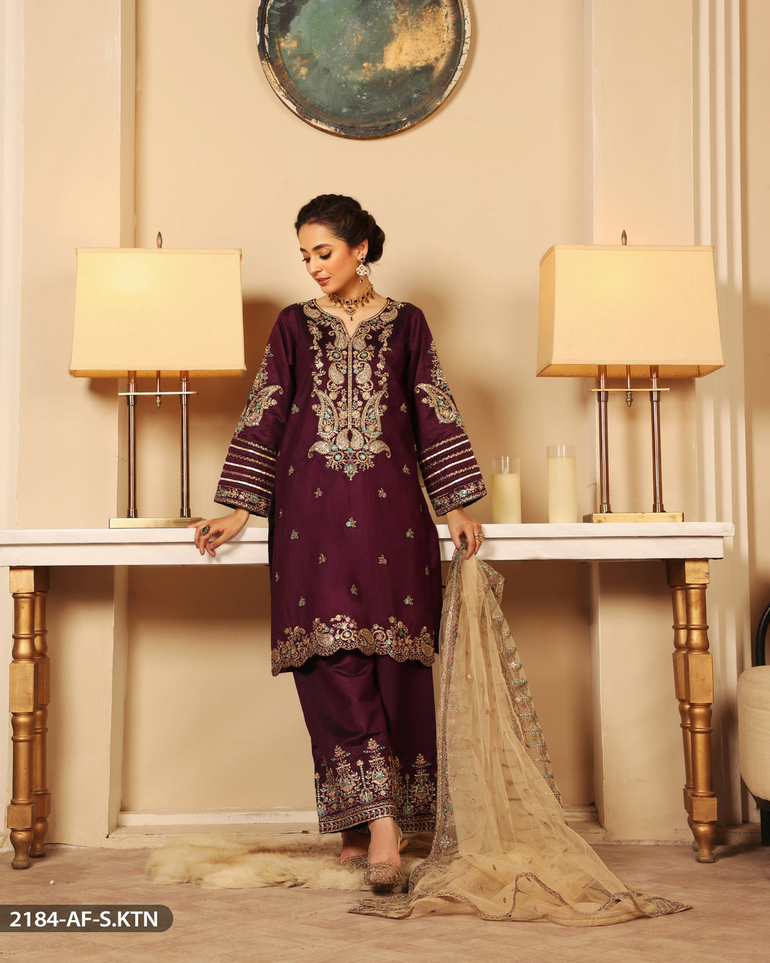 FORMAL 3PC EMBROIDERED SUIT | 2184-AF-S.KTN