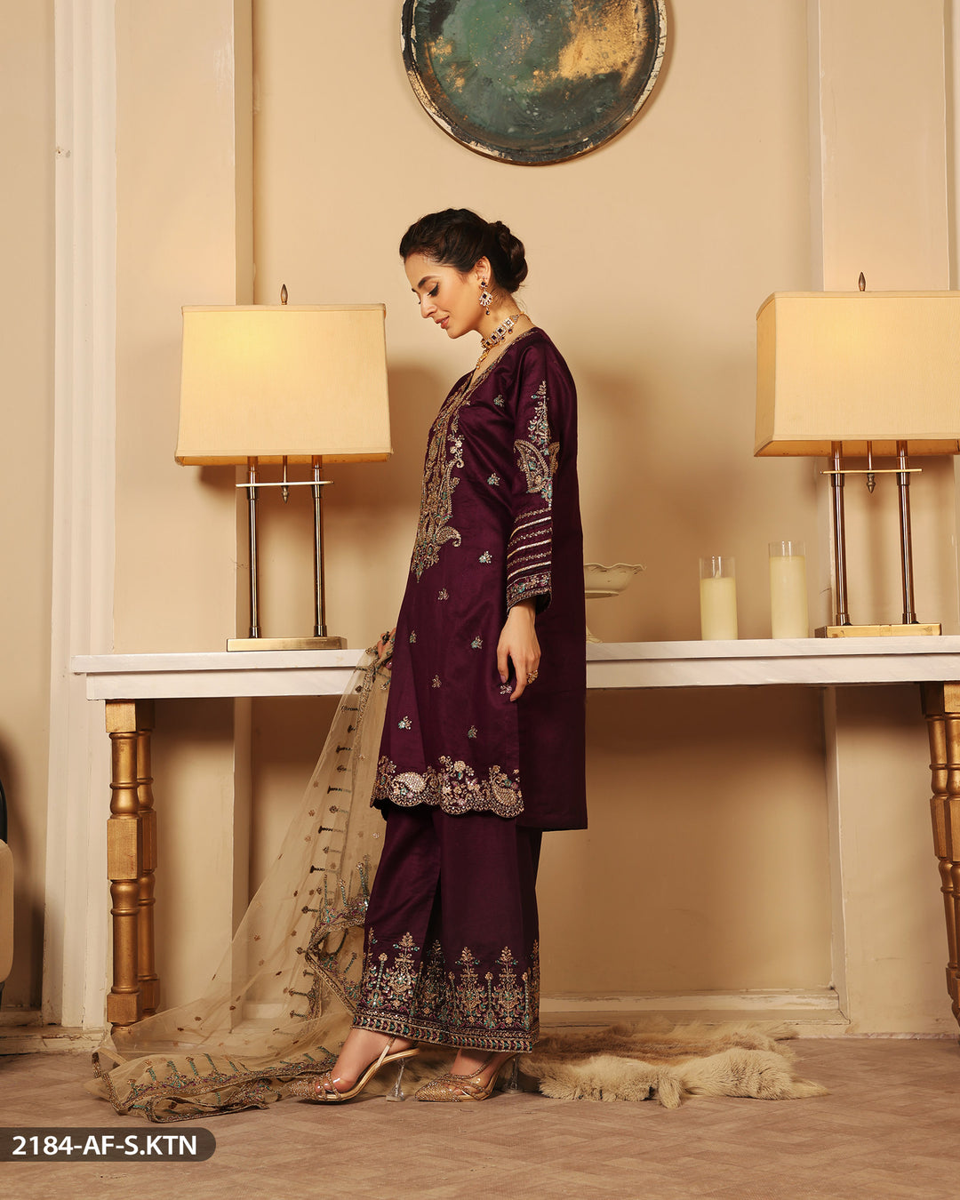 FORMAL 3PC EMBROIDERED SUIT | 2184-AF-S.KTN