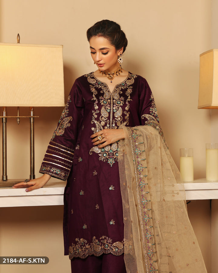 FORMAL 3PC EMBROIDERED SUIT | 2184-AF-S.KTN