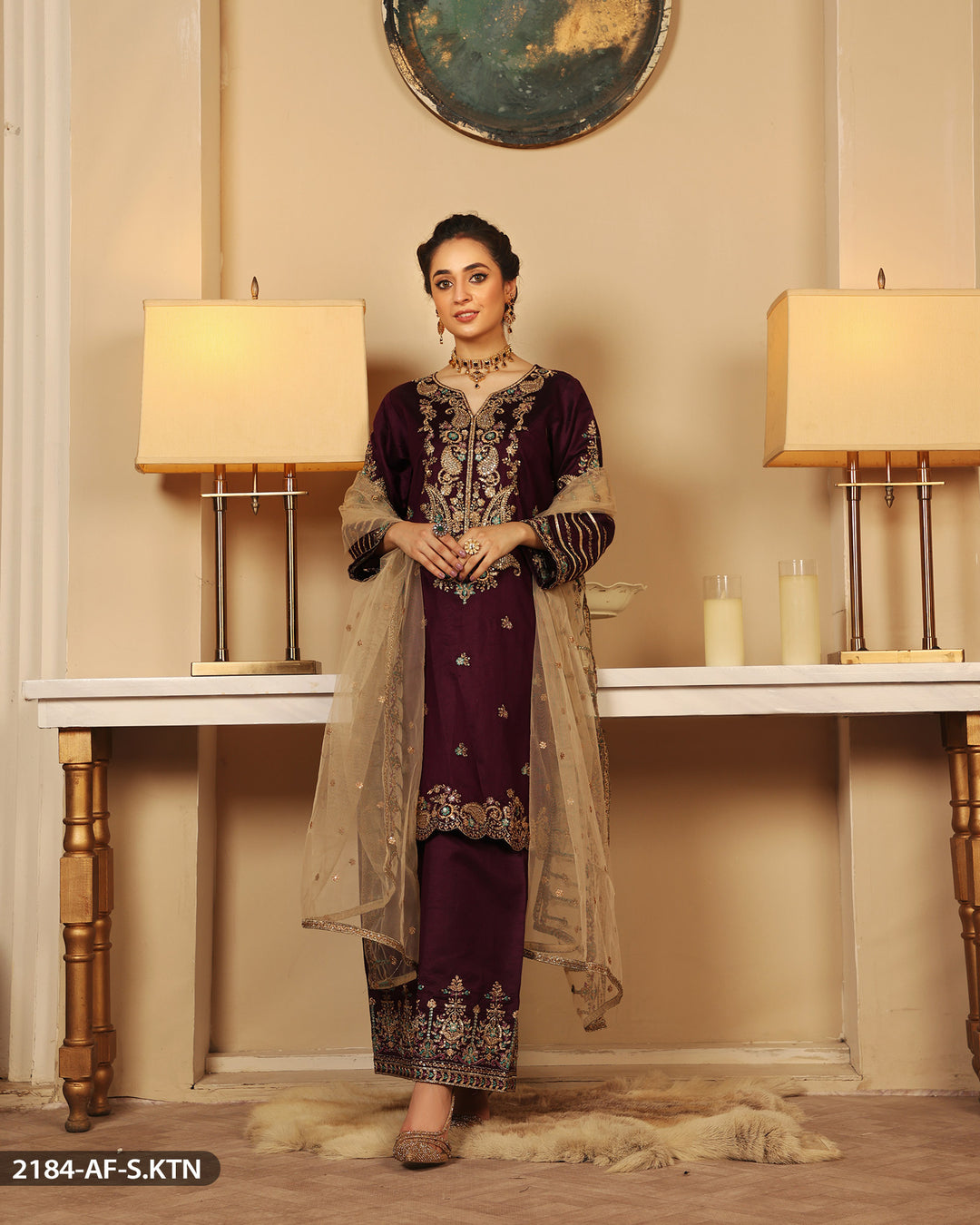 FORMAL 3PC EMBROIDERED SUIT | 2184-AF-S.KTN