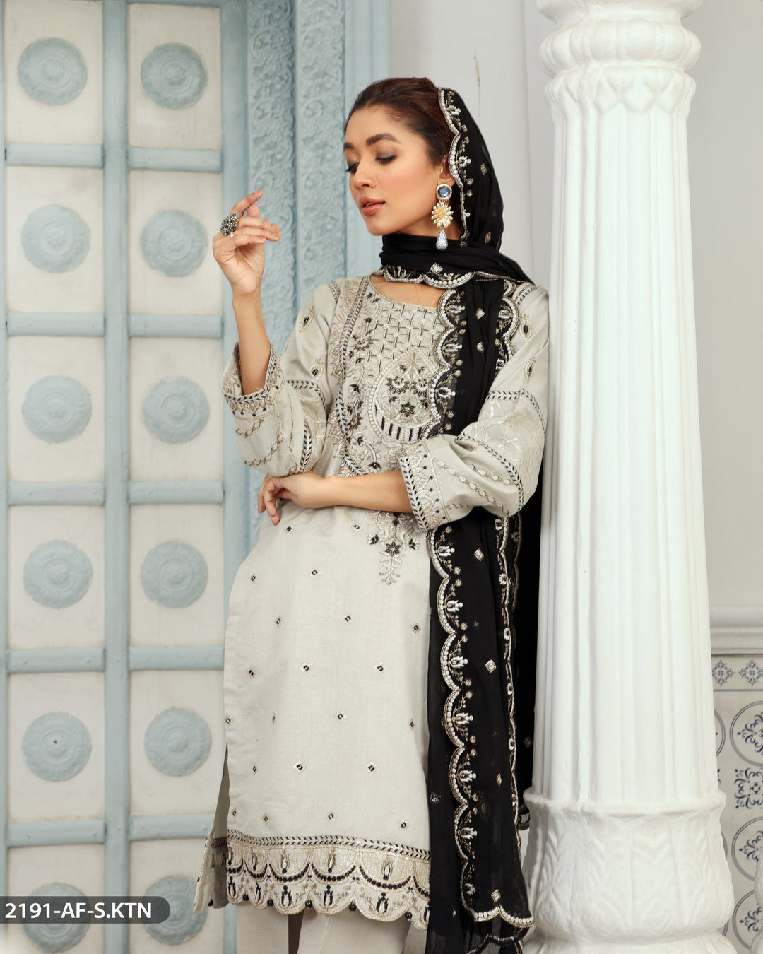 Formal 3PC- Embroidered-Dress | 2191-AF-S.KTN