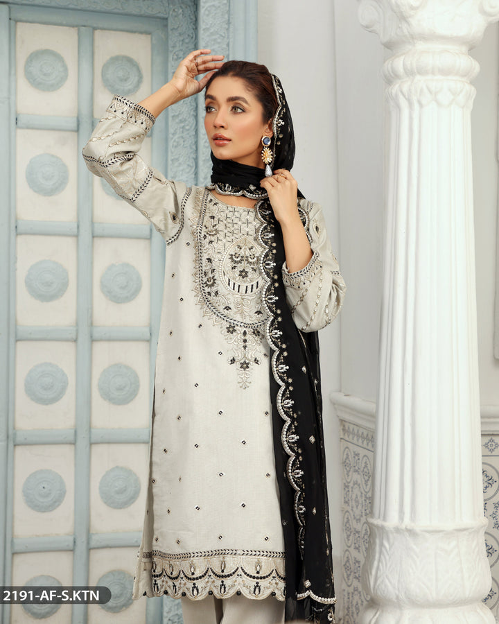 Formal 3PC- Embroidered-Dress | 2191-AF-S.KTN