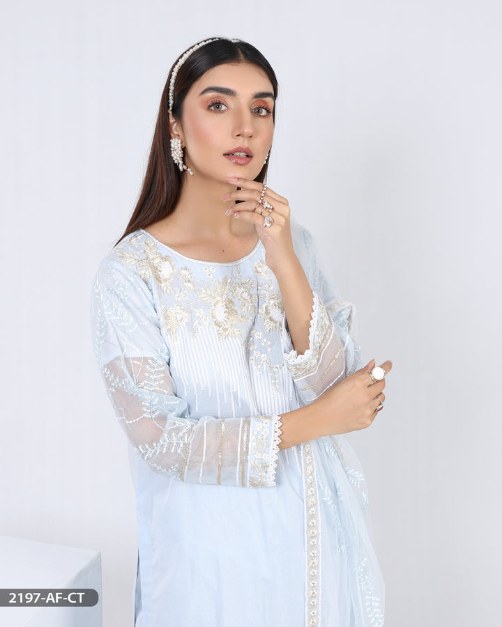 Stitched 3 Piece Cotton Embroidered Suit | 2197-AF-R.CT