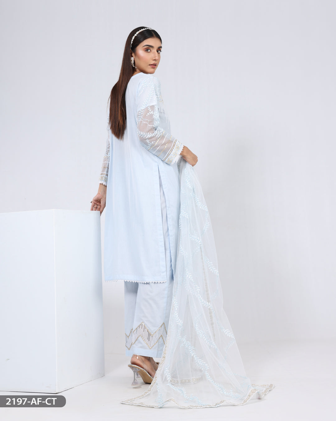 Stitched 3 Piece Cotton Embroidered Suit | 2197-AF-R.CT