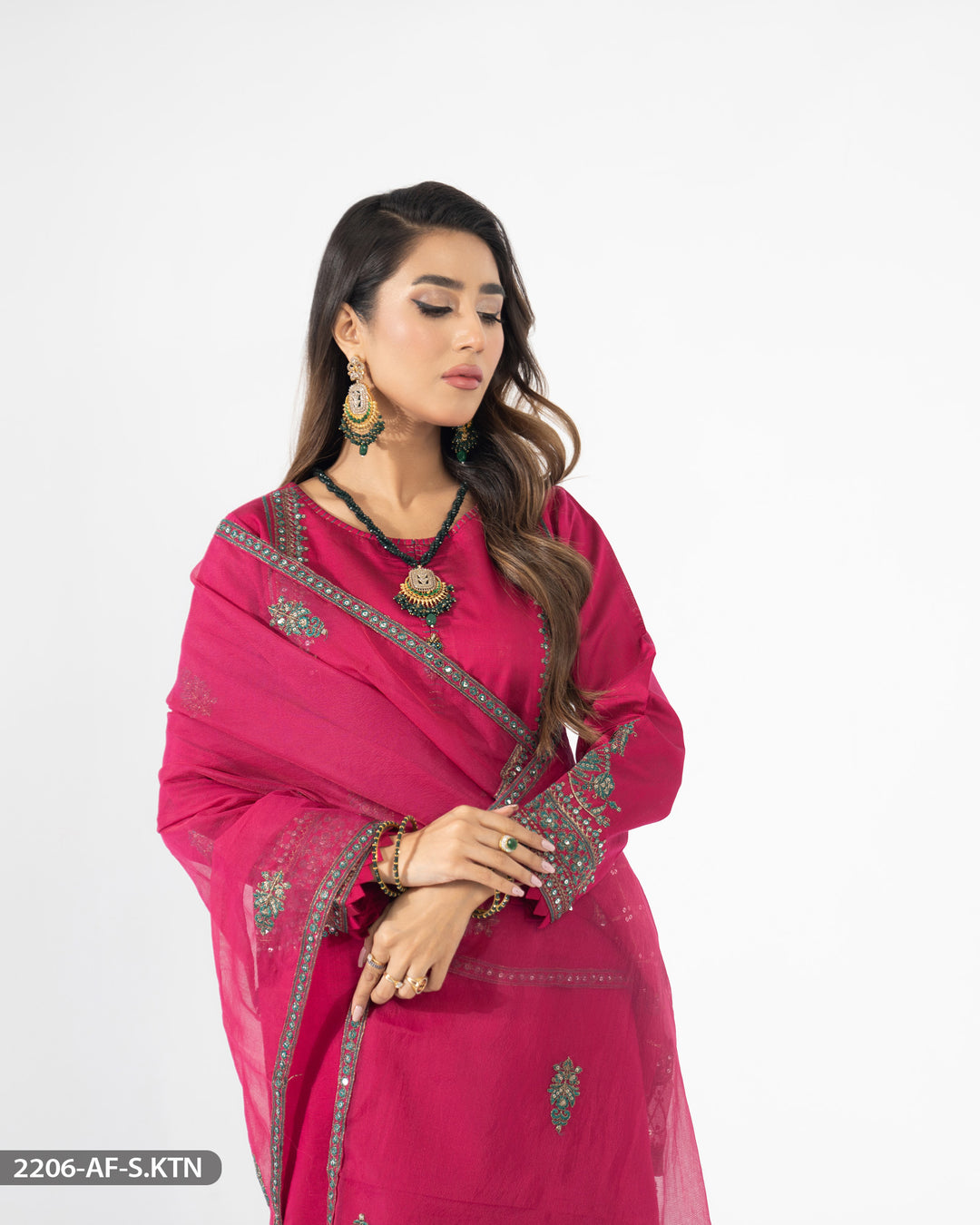 Chambray Katan Embroidered Suit | 2206-AF-S.KTN