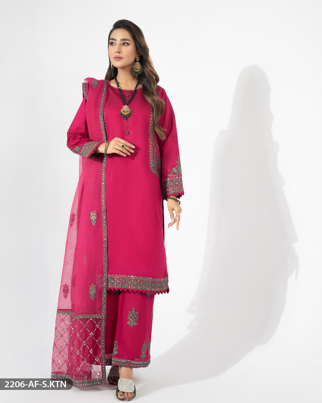 Chambray Katan Embroidered Suit | 2206-AF-S.KTN