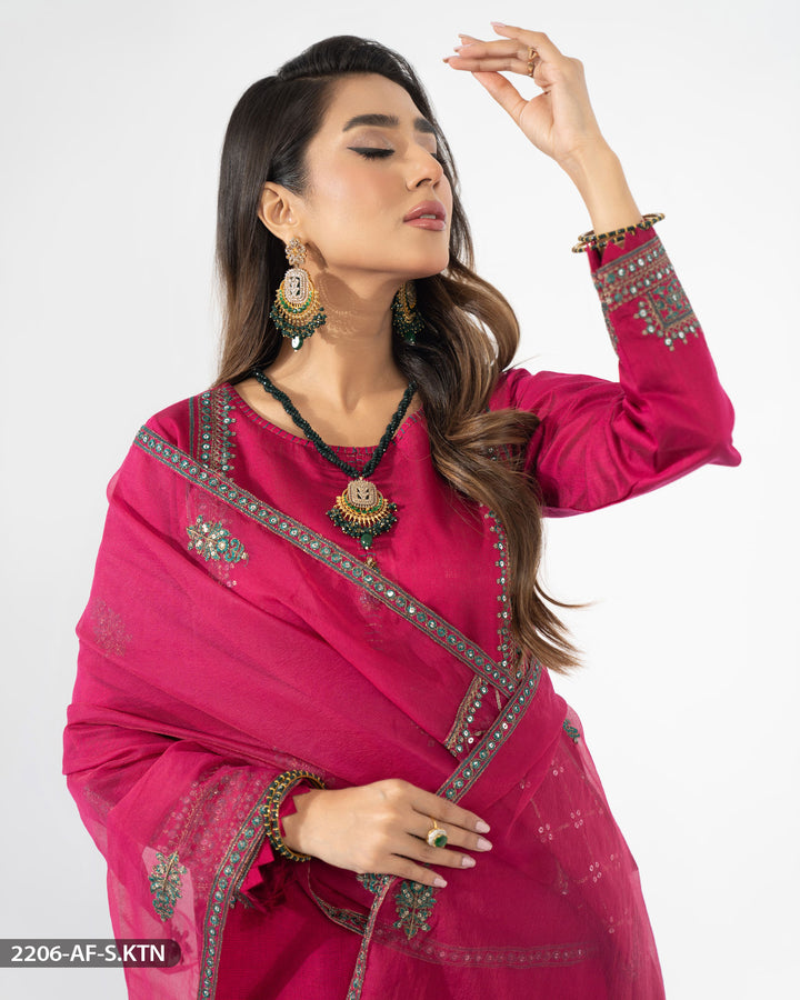 Chambray Katan Embroidered Suit | 2206-AF-S.KTN