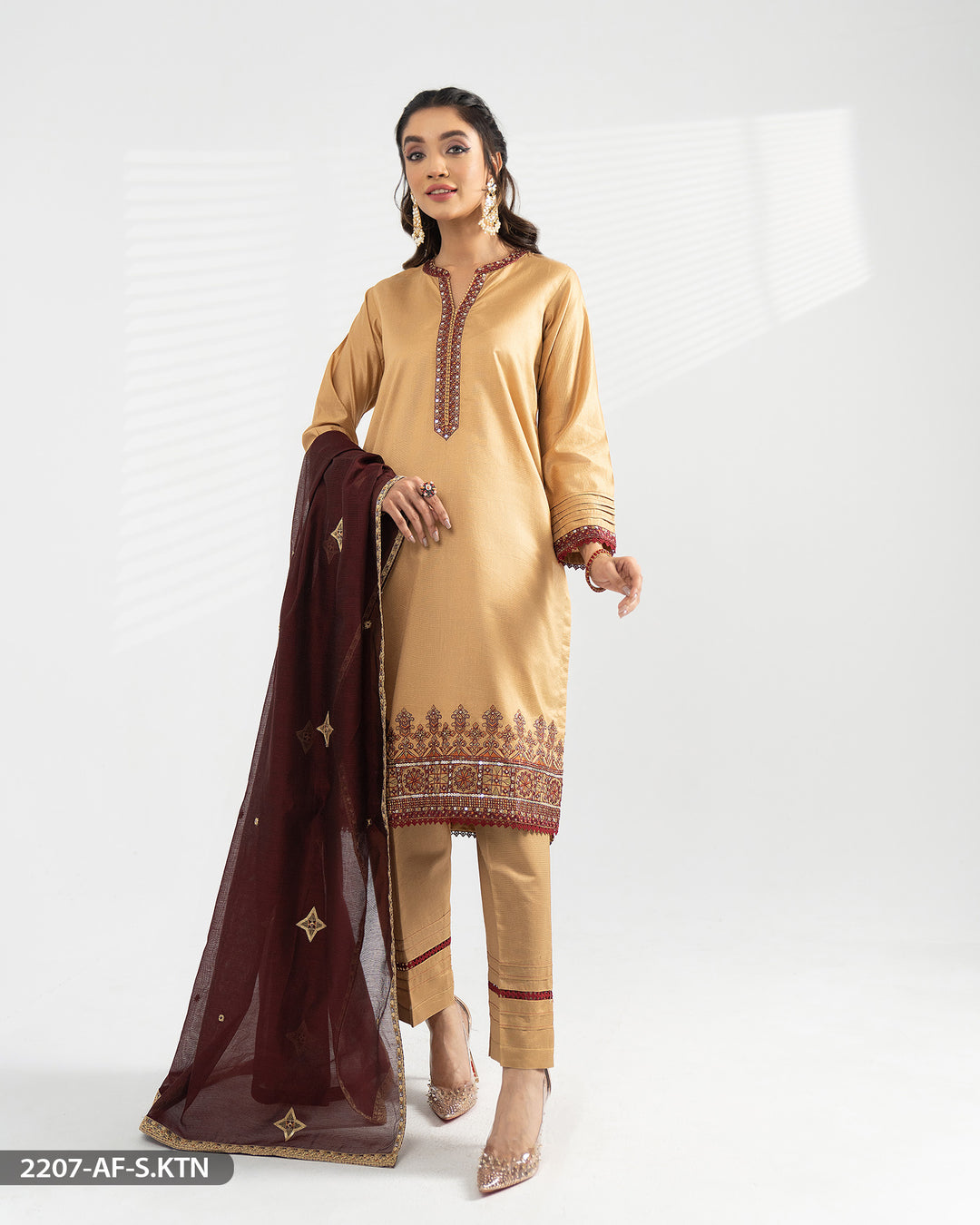 Chambray Katan Embroidered Suit | 2207-AF-S.KTN