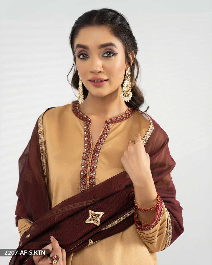 Chambray Katan Embroidered Suit | 2207-AF-S.KTN