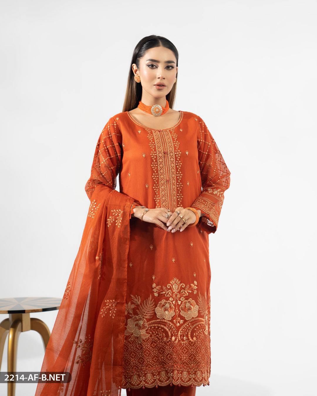 Embroidered Bori Net Suit | 2214-AF-B.NET