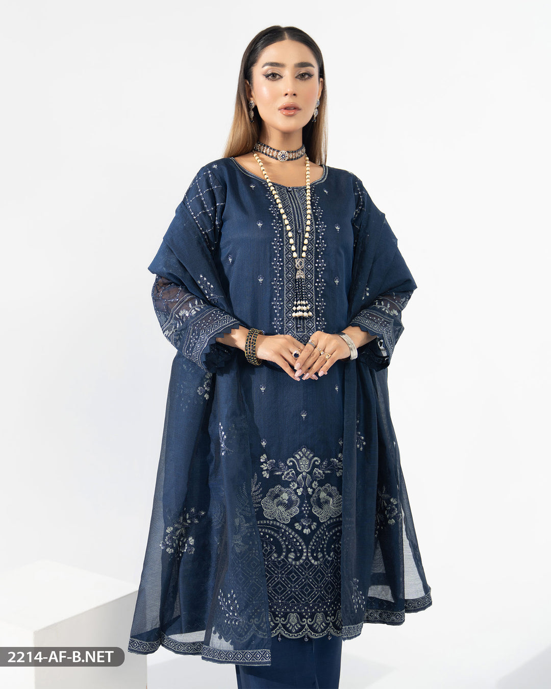 Embroidered Bori Net Suit | 2214-AF-B.NET