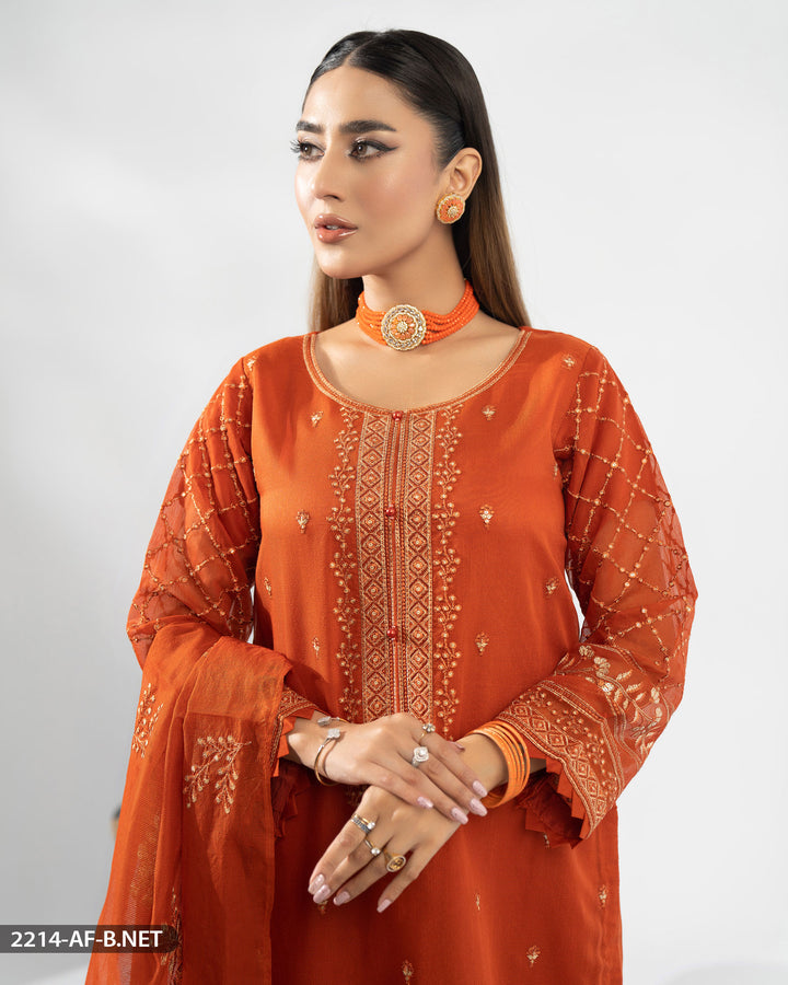 Embroidered Bori Net Suit | 2214-AF-B.NET