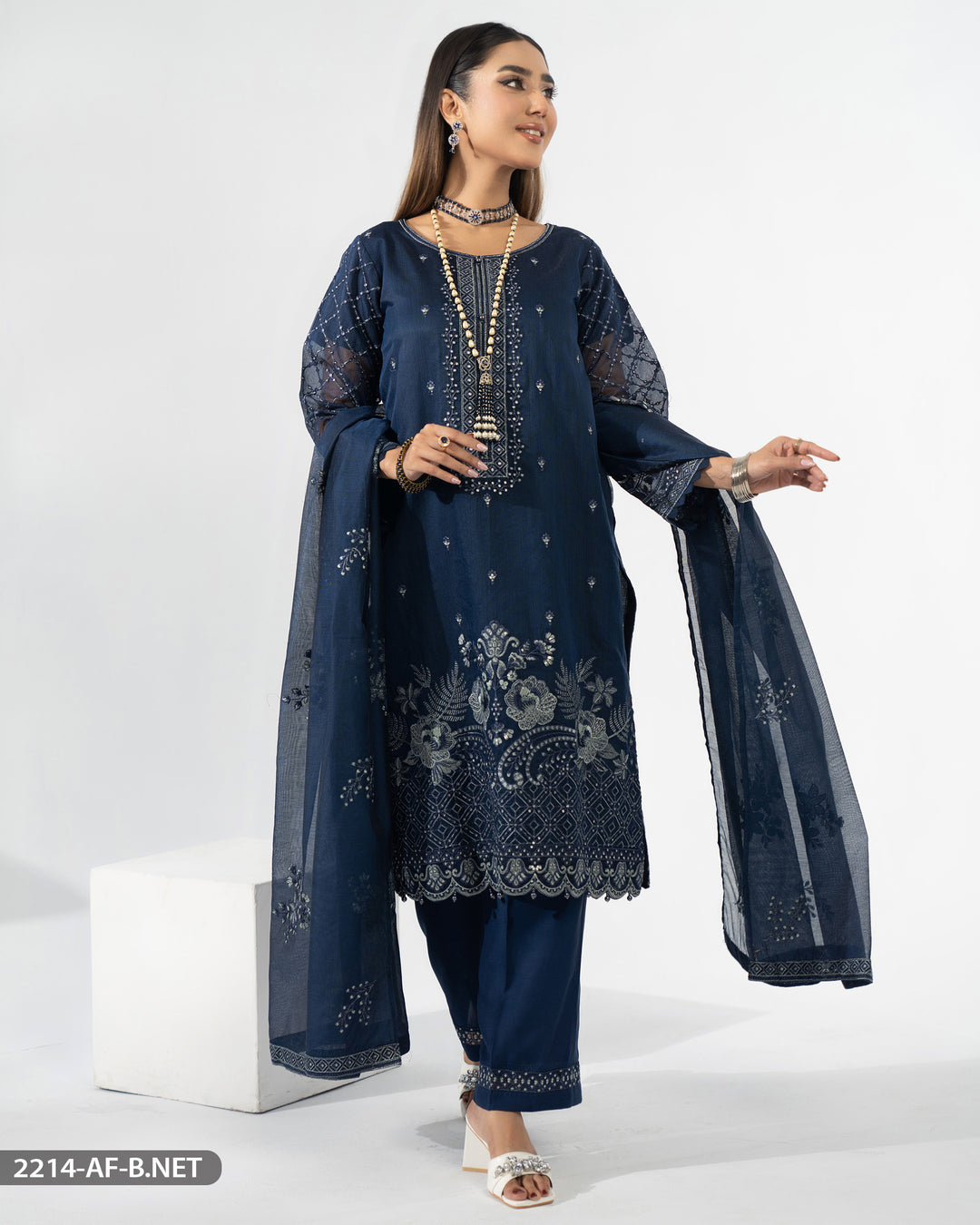 Embroidered Bori Net Suit | 2214-AF-B.NET