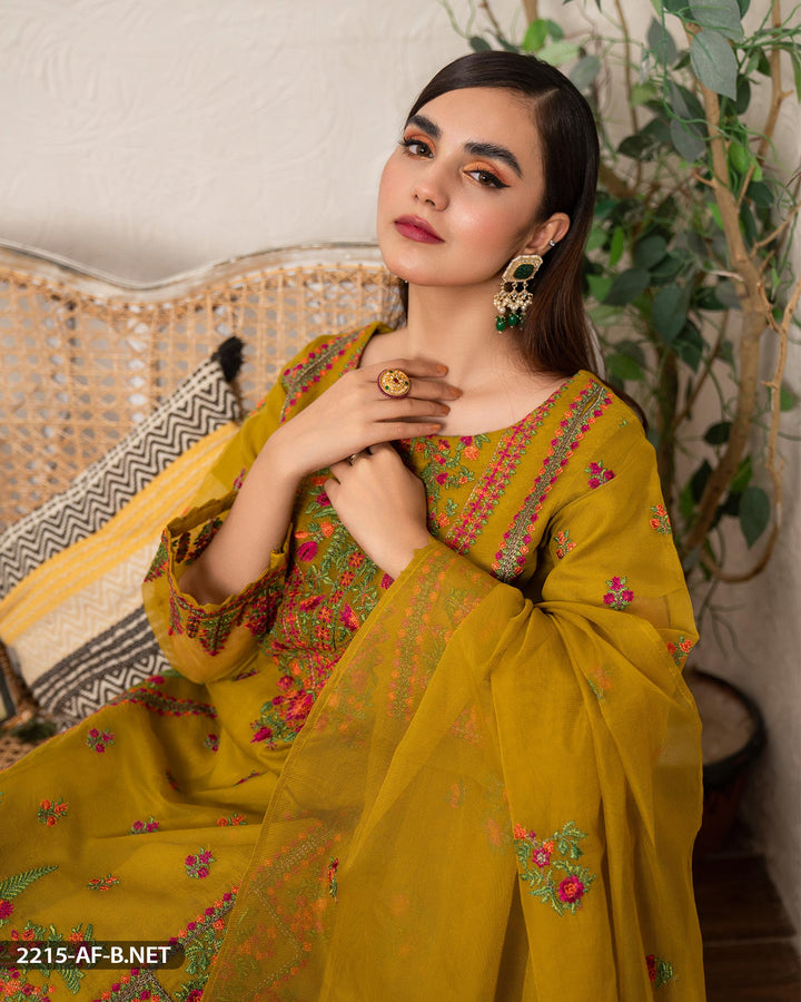 Stitched 3 Piece Embroidered Suit | 2215-AF-B.NET