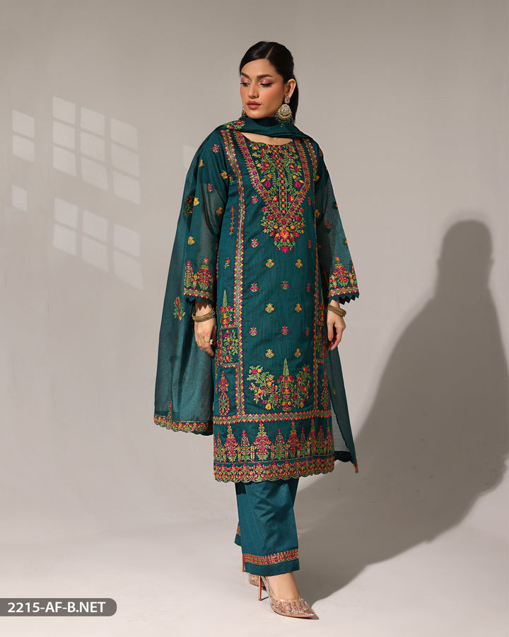 Stitched 3 Piece Embroidered Suit | 2215-AF-B.NET