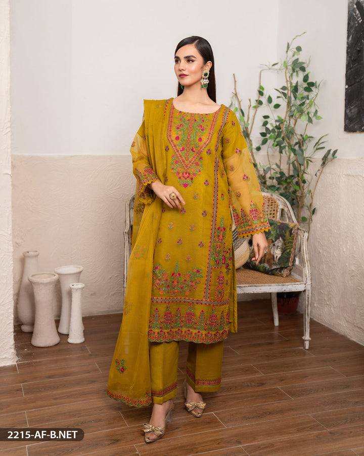 Stitched 3 Piece Embroidered Suit | 2215-AF-B.NET