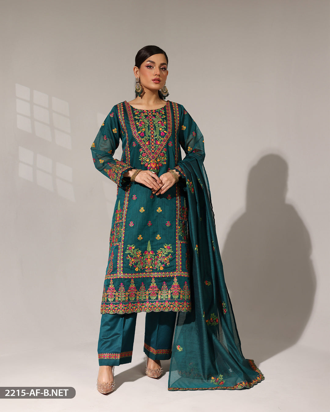 Stitched 3 Piece Embroidered Suit | 2215-AF-B.NET