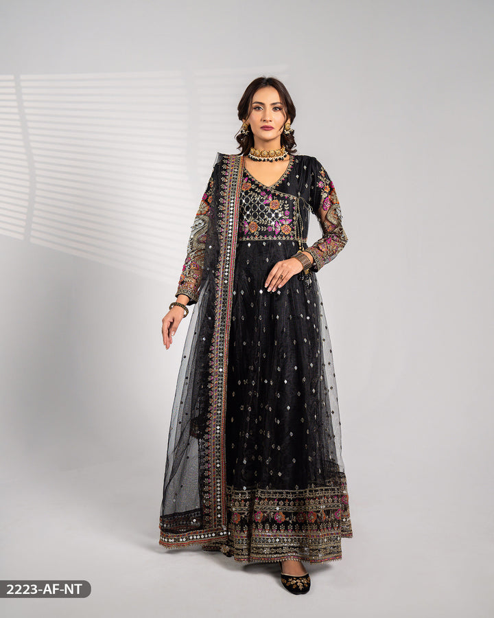 3 Piece Net Embroidered Maxi | 2223-AF-NT