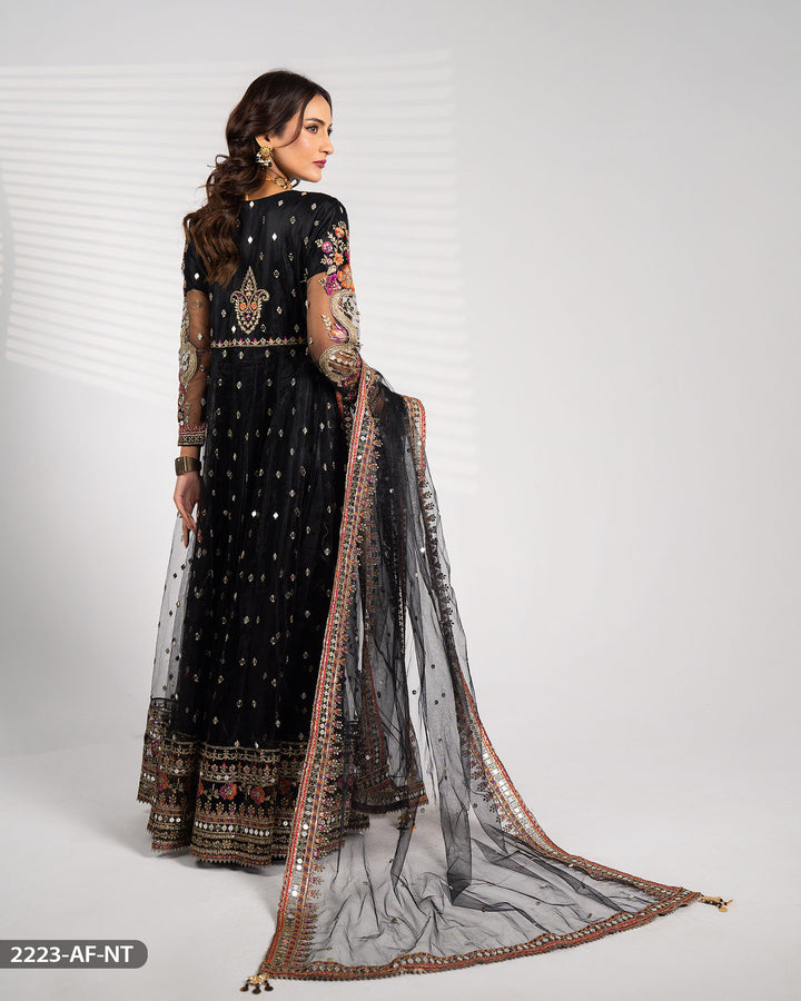 3 Piece Net Embroidered Maxi | 2223-AF-NT