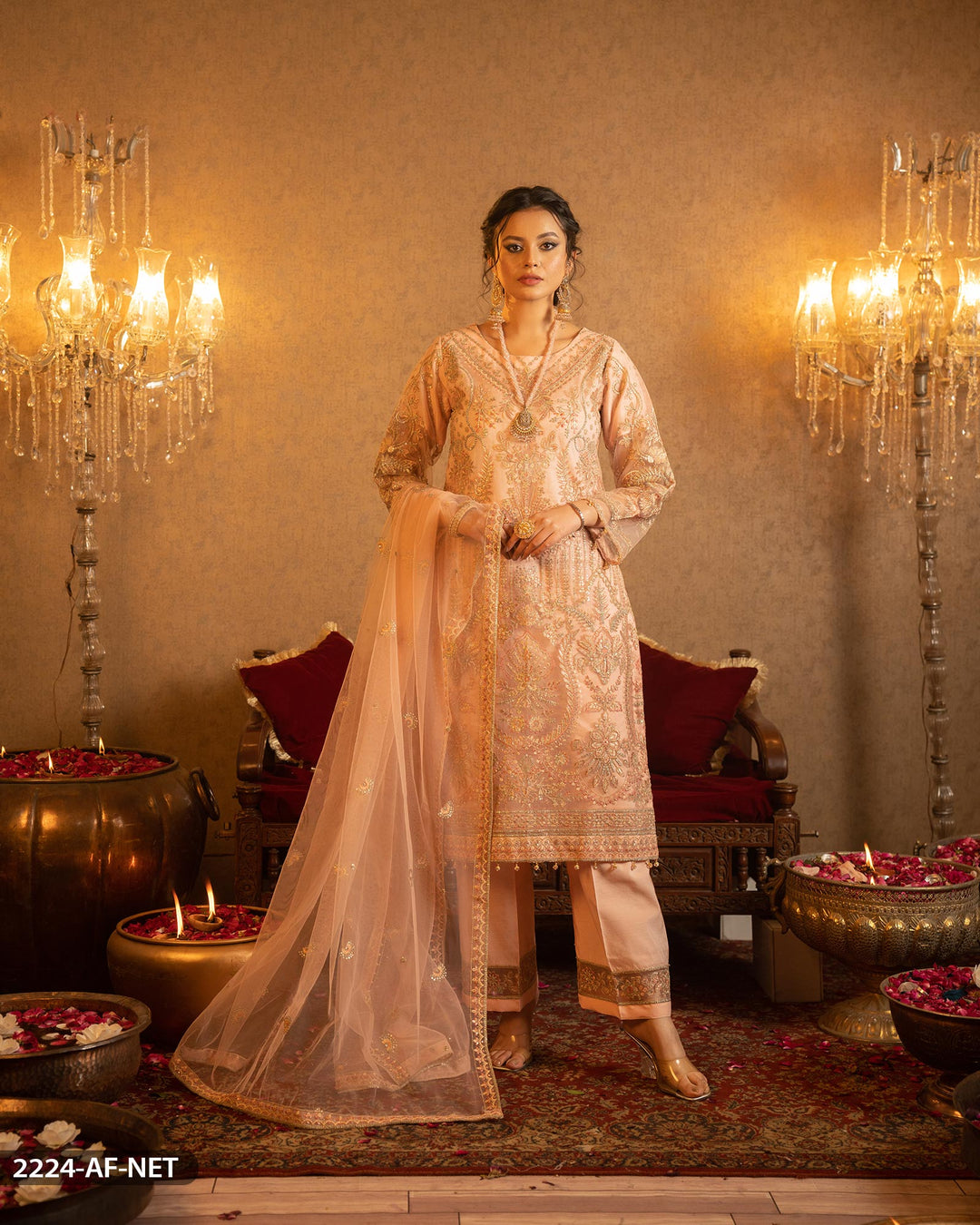 Embroidered Net Suit | 2224-AF-NT