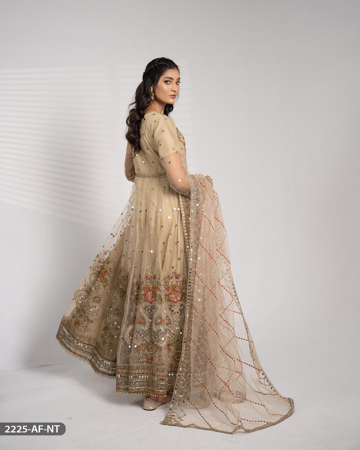 3 Piece Net Embroidered Maxi | 2225-AF-NT