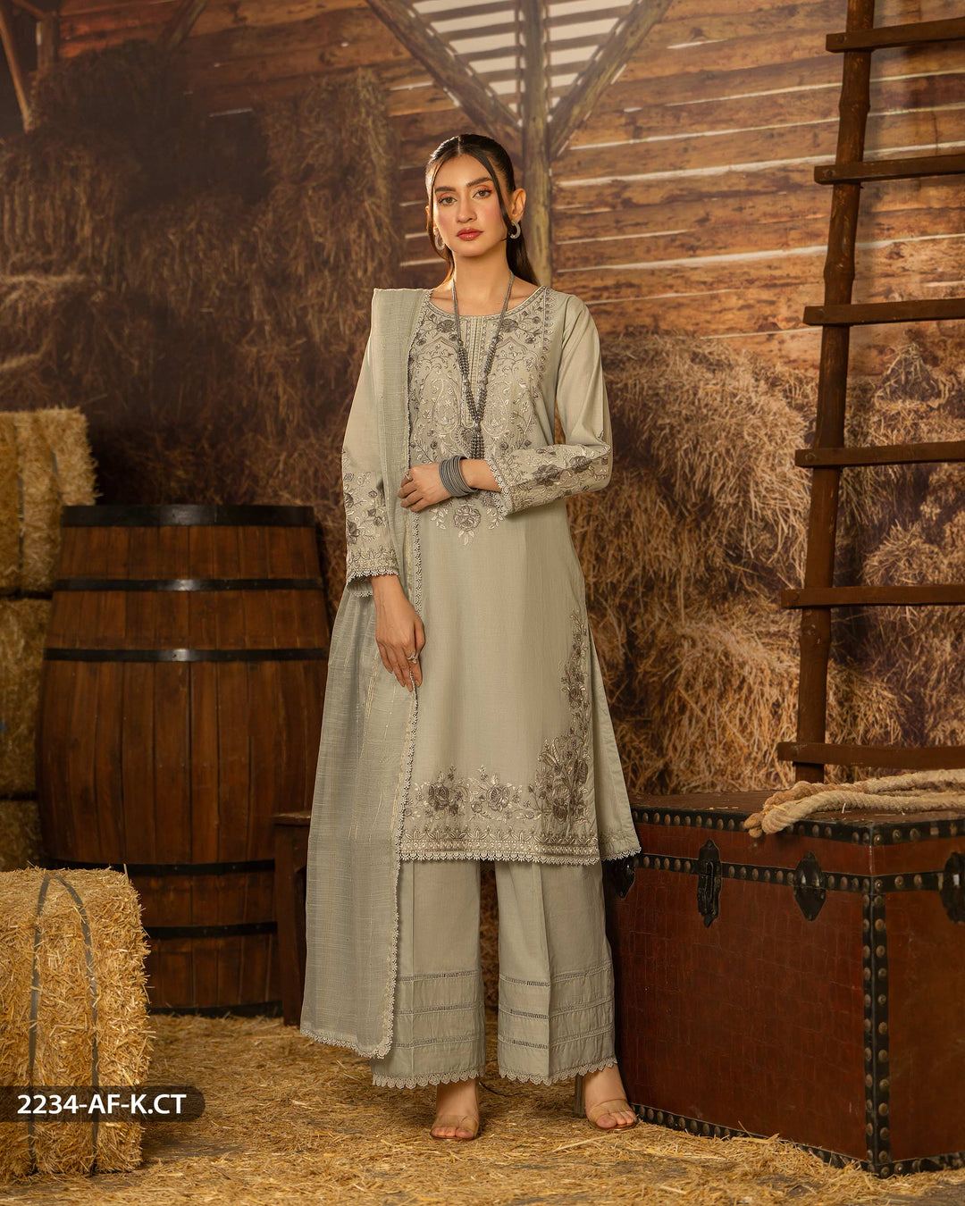 3 Piece Cambric Cotton Suit | 2234-AF-K.CT