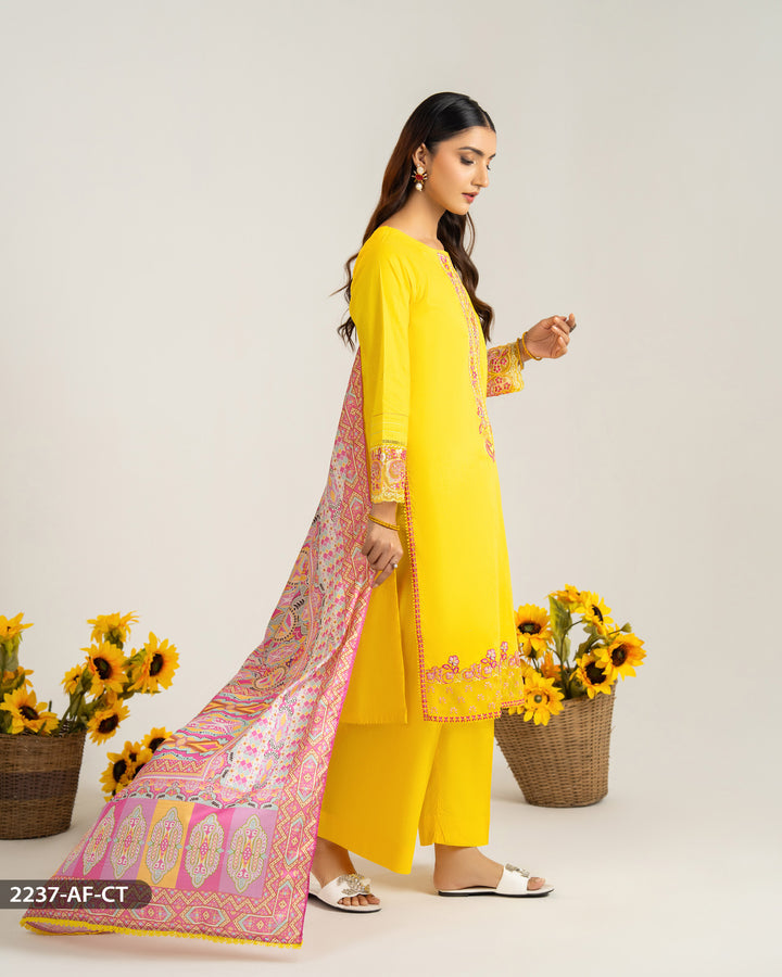 3 Piece Embroidered Suit | 2237-AF-C.SLUB