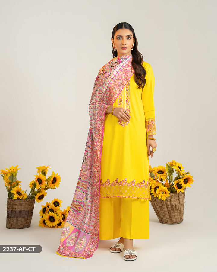 3 Piece Embroidered Suit | 2237-AF-C.SLUB