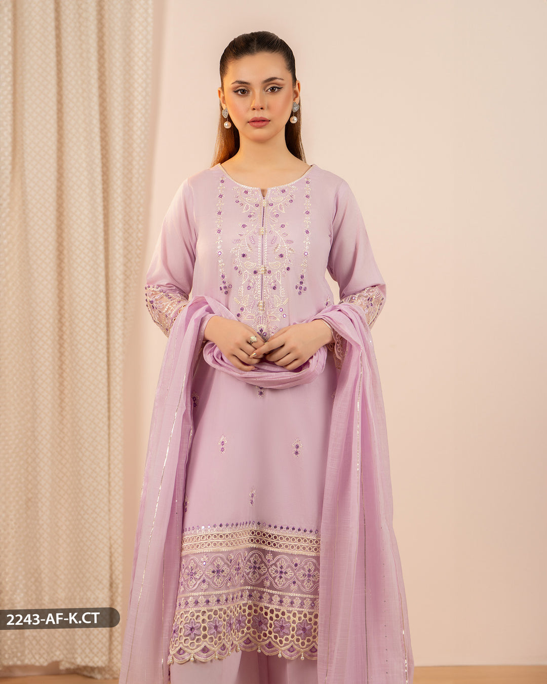 3 Piece Cambric Cotton Suit | 2243-AF-K.CT - Sha Posh Textile