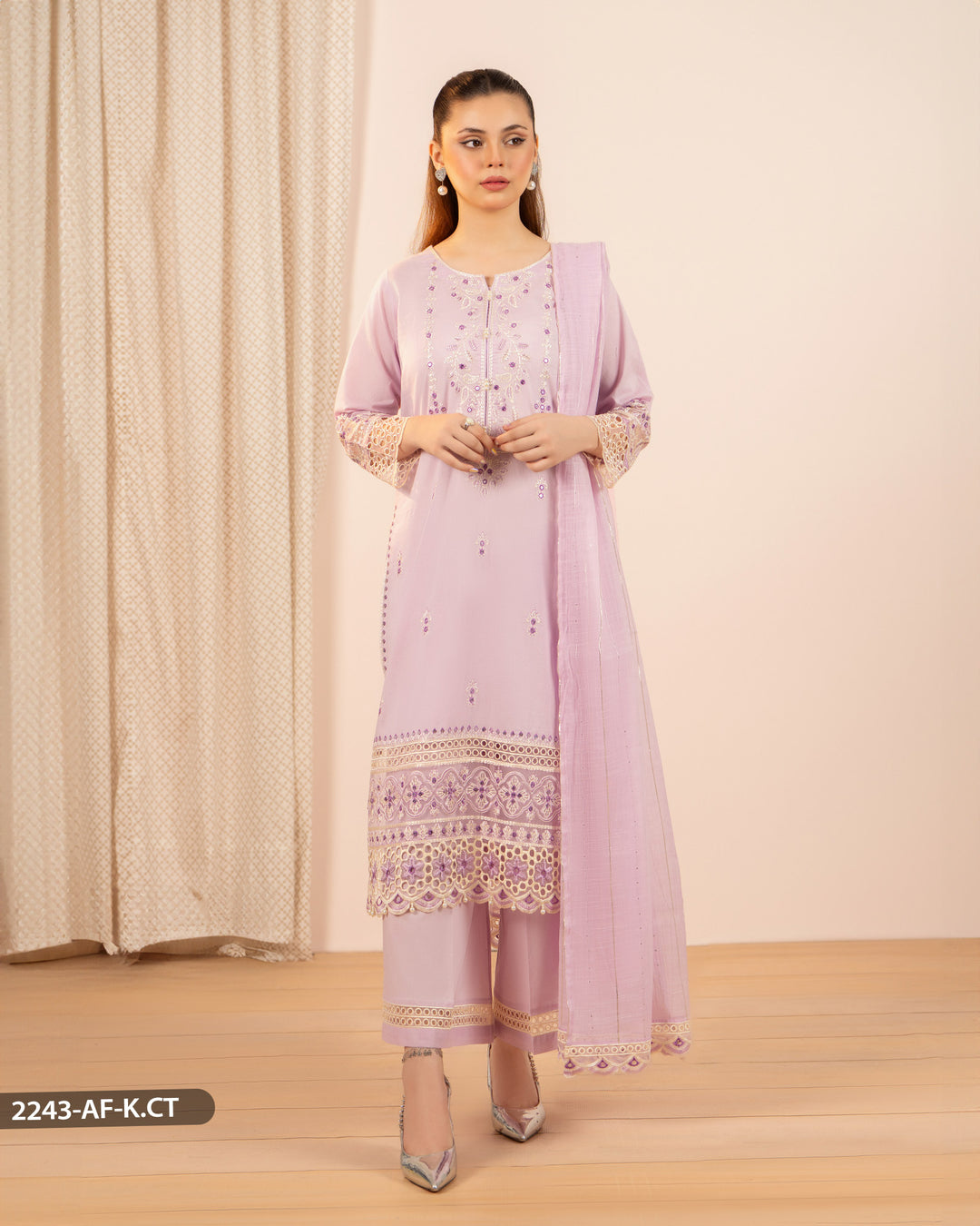 3 Piece Cambric Cotton Suit | 2243-AF-K.CT - Sha Posh Textile