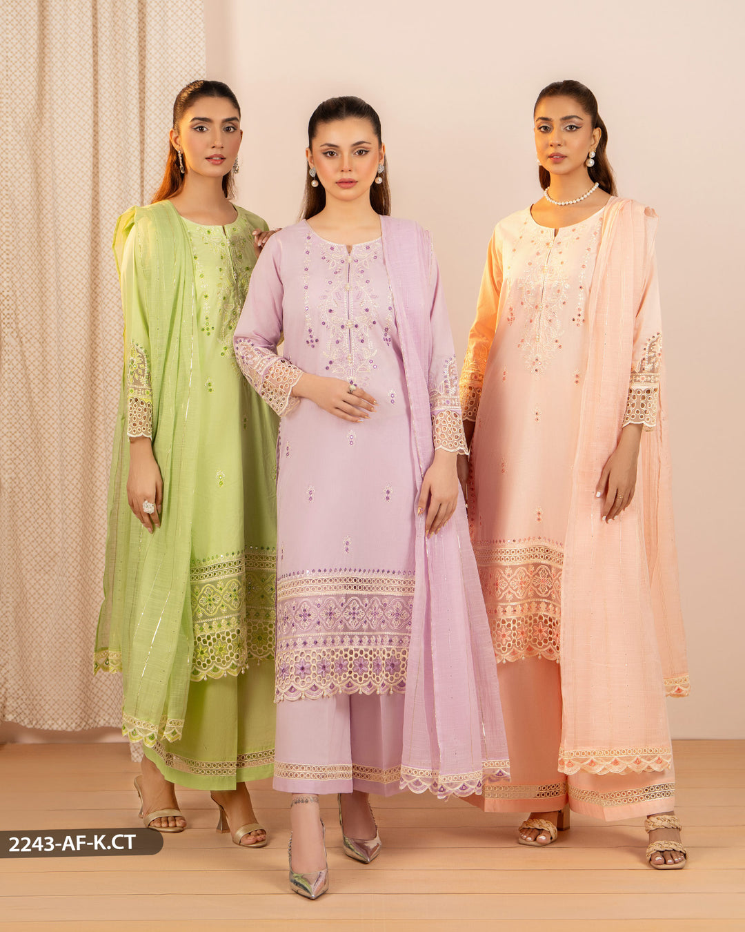 3 Piece Cambric Cotton Suit | 2243-AF-K.CT