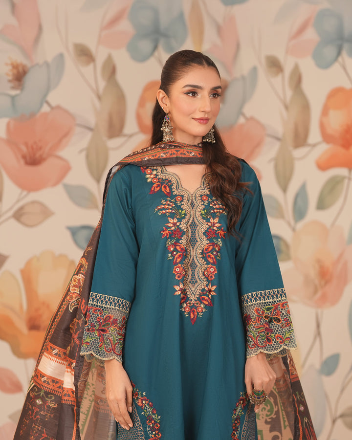 3 Piece Cambric Cotton Suit | 2244-AF-K.CT - Sha Posh Textile