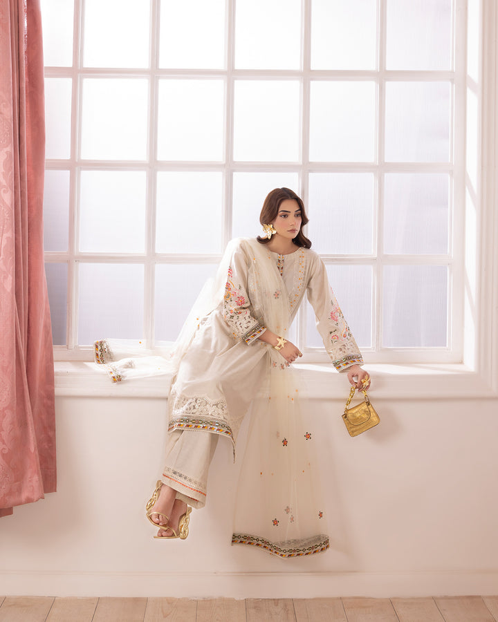 3-Piece Ready-to-Wear Jacquard Cotton Suit | 2246-AF-J.CT - Sha Posh Textile