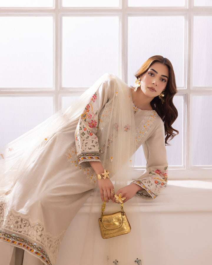 3-Piece Ready-to-Wear Jacquard Cotton Suit | 2246-AF-J.CT - Sha Posh Textile