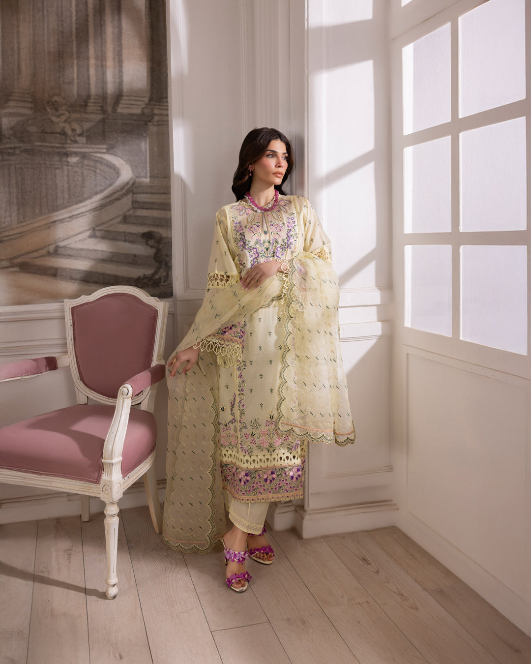 3-Piece Ready-to-Wear Lawn Suit | 2248-AF-LWN - Sha Posh Textile