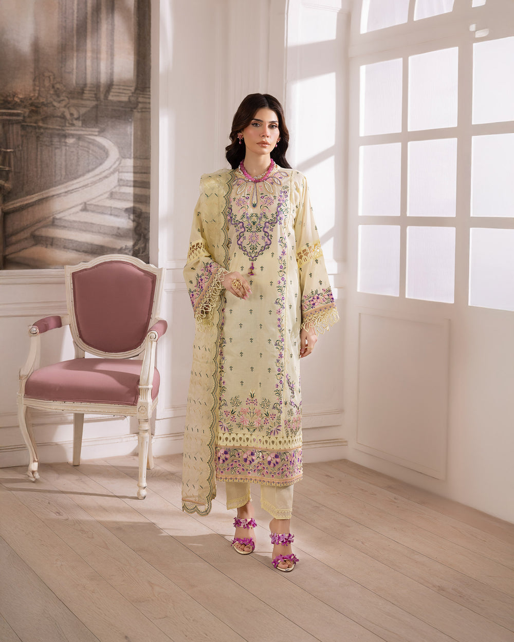 3-Piece Ready-to-Wear Lawn Suit | 2248-AF-LWN - Sha Posh Textile