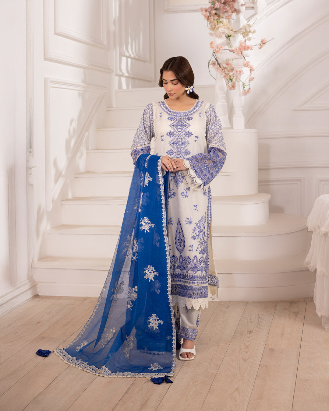 3-Piece Ready-to-Wear Jacquard Cotton Suit | 2253-AF-J.CT - Sha Posh Textile