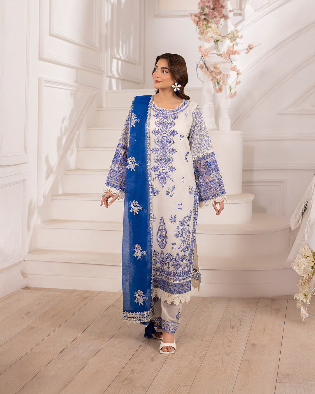 3-Piece Ready-to-Wear Jacquard Cotton Suit | 2253-AF-J.CT - Sha Posh Textile