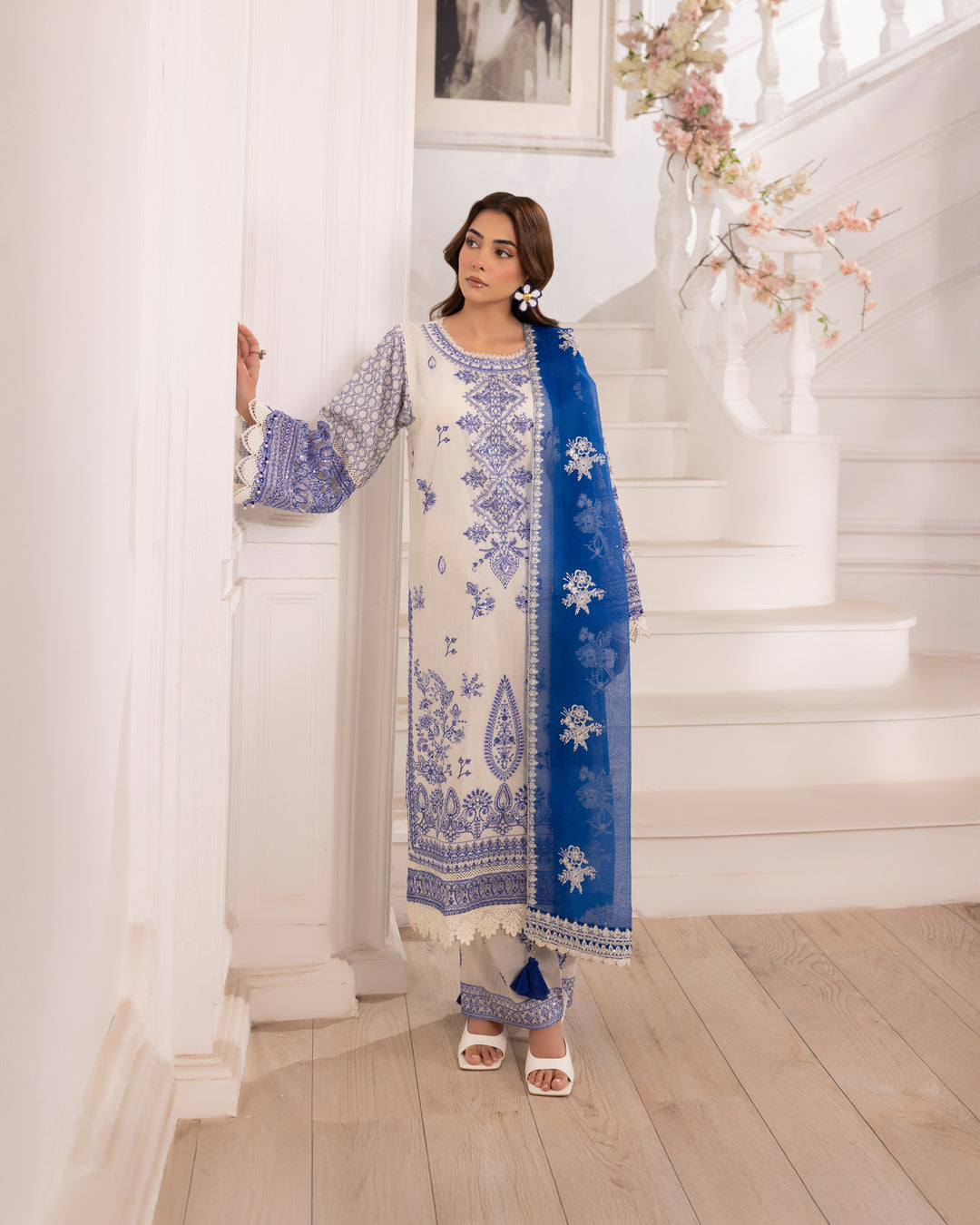 3-Piece Ready-to-Wear Jacquard Cotton Suit | 2253-AF-J.CT - Sha Posh Textile