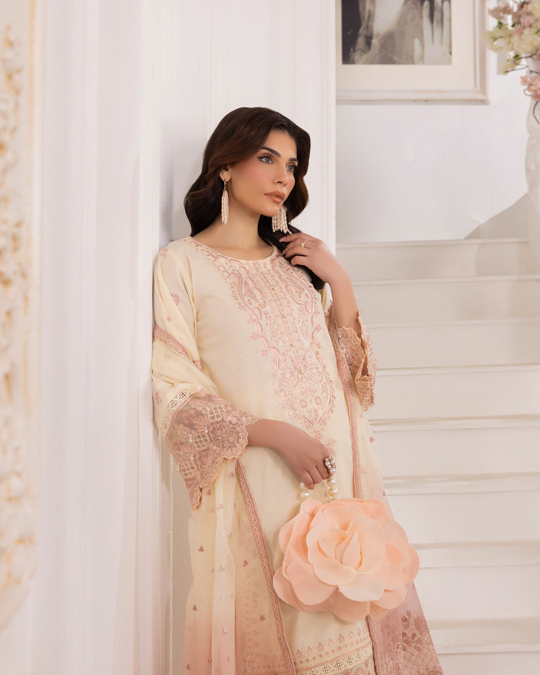 3-Piece Ready-to-Wear Jacquard Cotton Suit | 2257-AF-J.CT - Sha Posh Textile