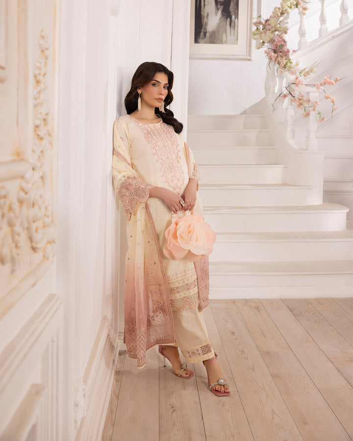 3-Piece Ready-to-Wear Jacquard Cotton Suit | 2257-AF-J.CT - Sha Posh Textile