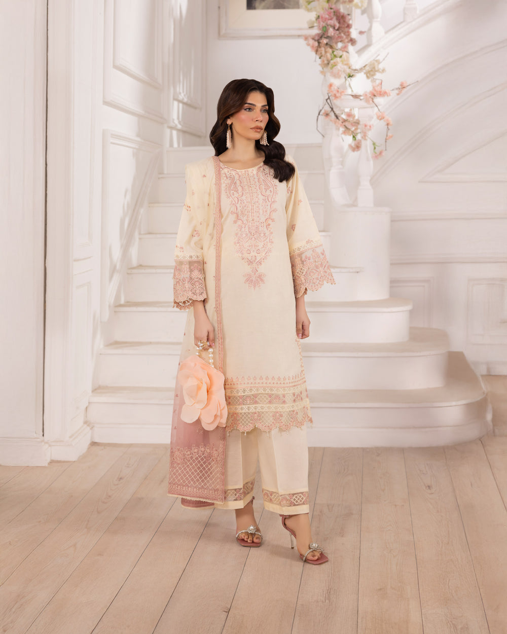 3-Piece Ready-to-Wear Jacquard Cotton Suit | 2257-AF-J.CT - Sha Posh Textile