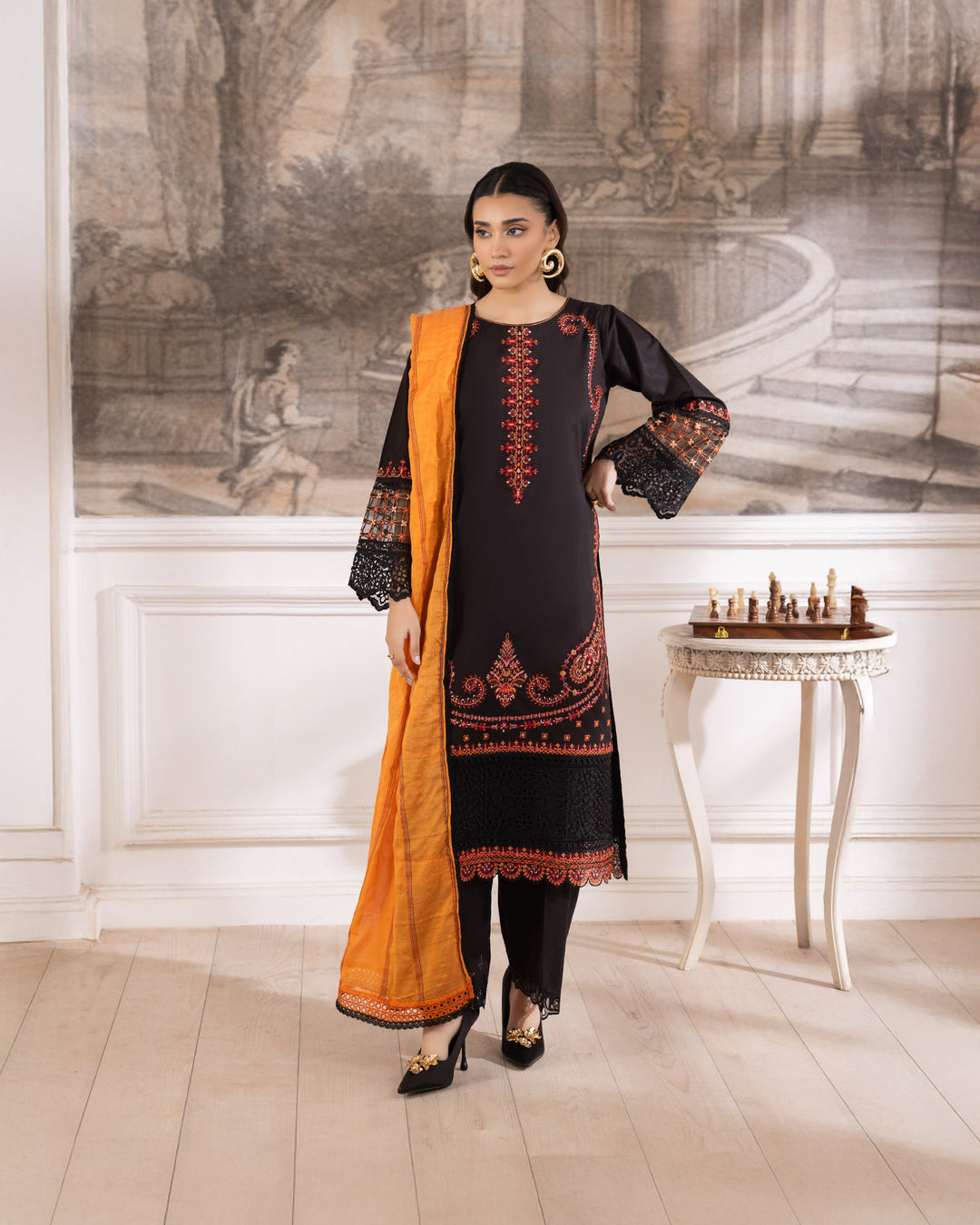 3-Piece Ready-to-Wear Cambric Suit | 2260-AF-K.CT - Sha Posh Textile