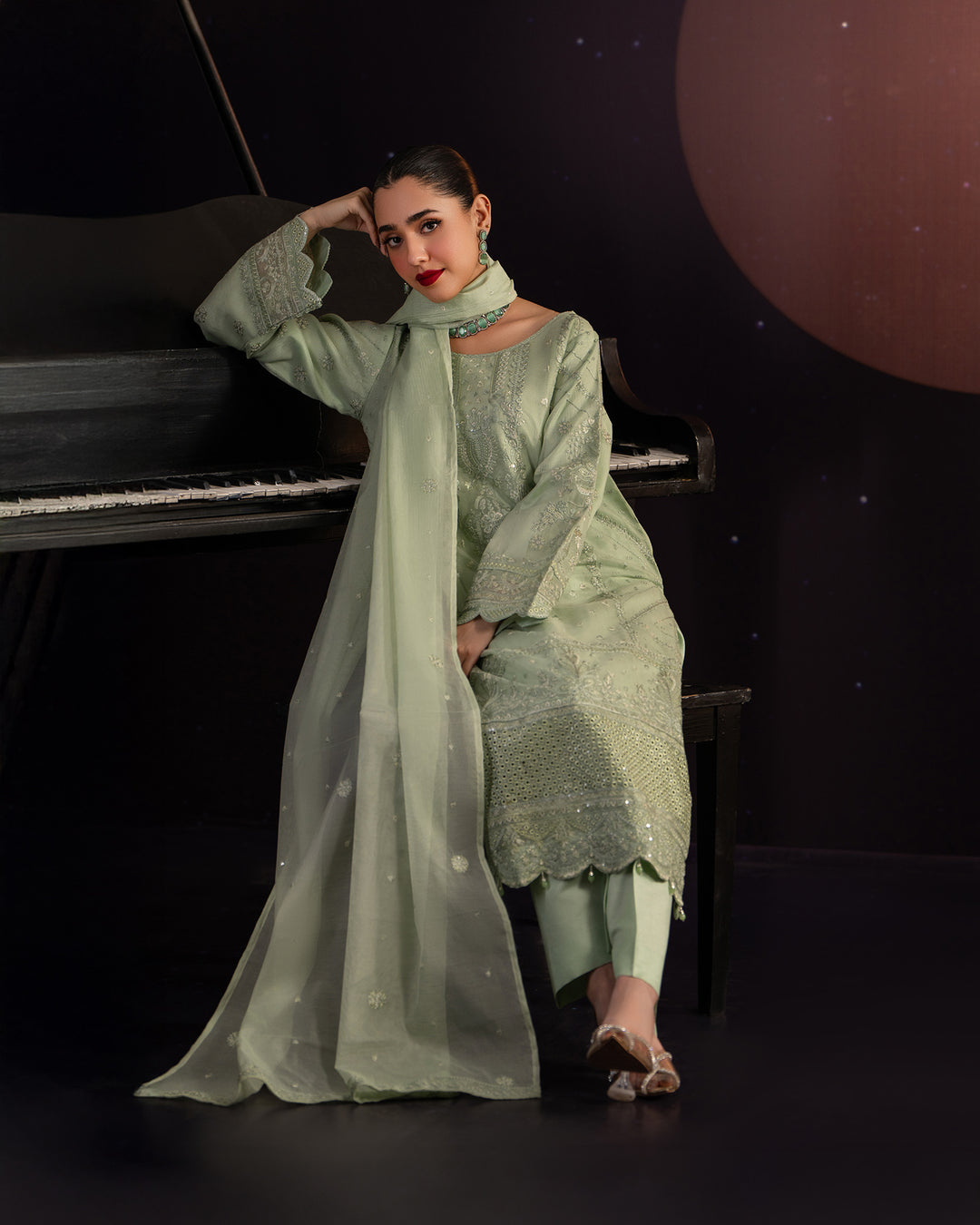 3 Piece Bori Net Suit Stitched | 2262-AF-B.NET