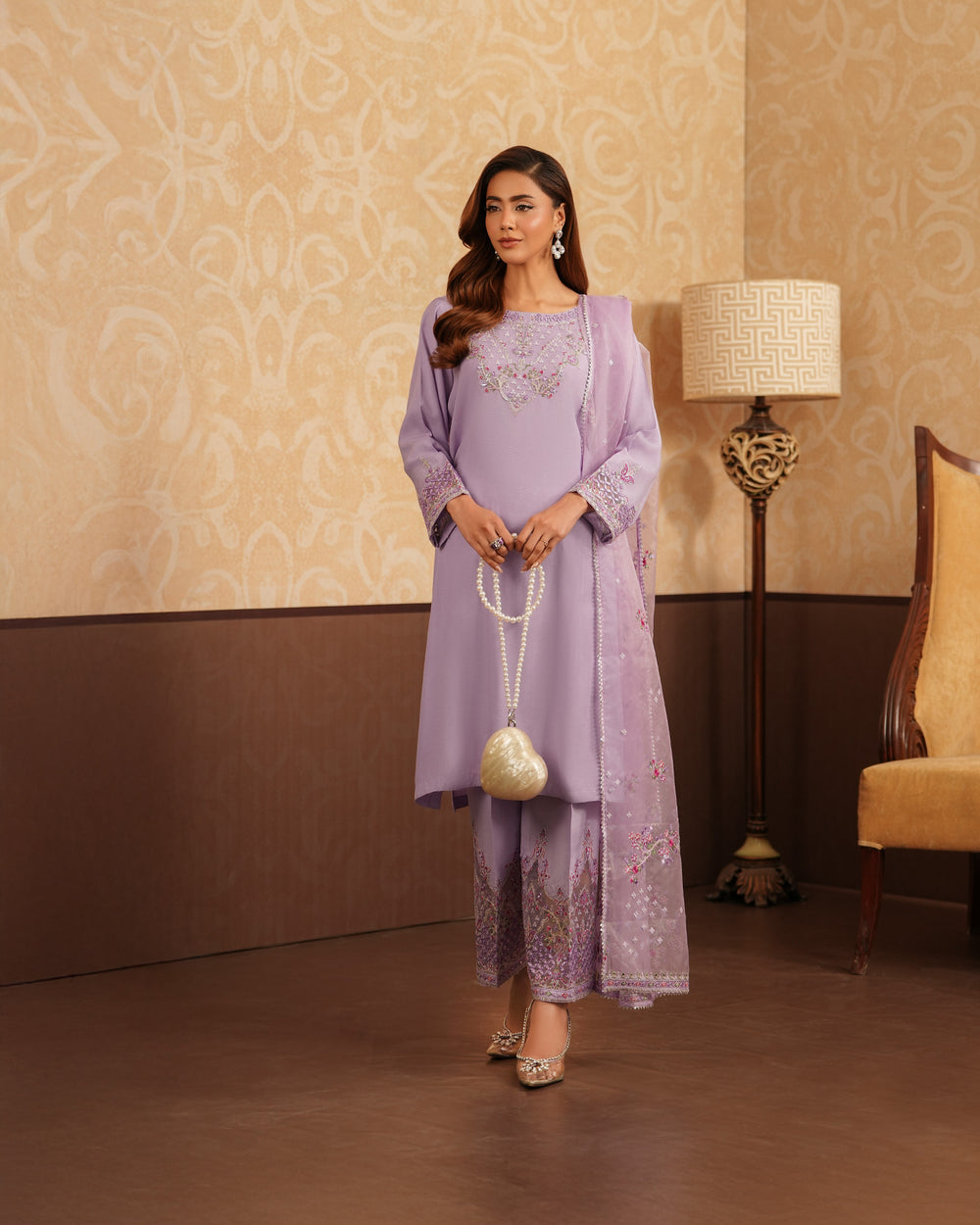 3-Piece Ready-to-Wear Raw Silk Suit | 2272-AF-D.RWS - Sha Posh Textile